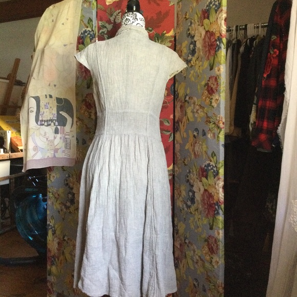 Linen Gauze Dress by Identify Tan in color size 4 - Picture 4 of 14